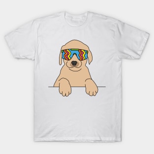 Labrador puppy Dog wearing 80's skiing sunglasses T-Shirt